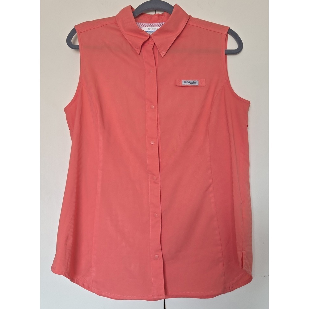 Columbia Outdoors Womens Shirt Classic Fit Sz Large Orange Color ~ EUC ~